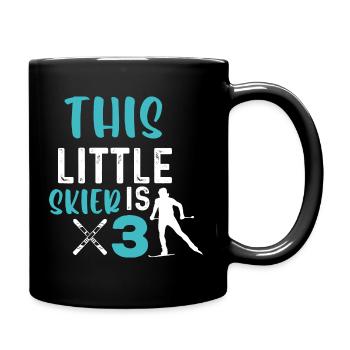 This Little Skier is 3 - Skiing - Full Colour Mug - black - Right