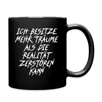 TRÄUME nicht die Realität - Tasse einfarbig - Schwarz - Rechts