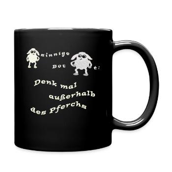 Denk mal außerhalb des Pferchs. - Tasse einfarbig - Schwarz - Rechts