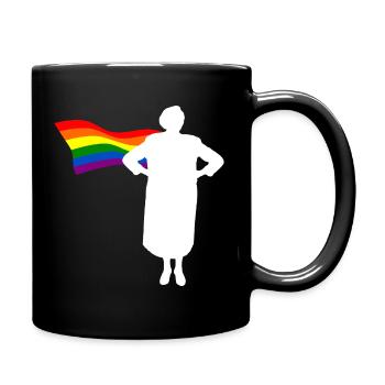 LGBT Flag Superheroine Grandma Lesbian Lesbian CSD - Full Colour Mug - black - Right
