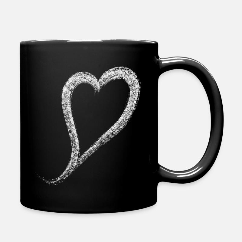 White Heart - Full Colour Mug - black