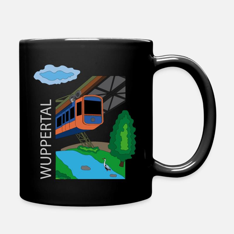Wuppertaler Schwebebahn (grauer Schriftzug) - Tasse einfarbig - Schwarz