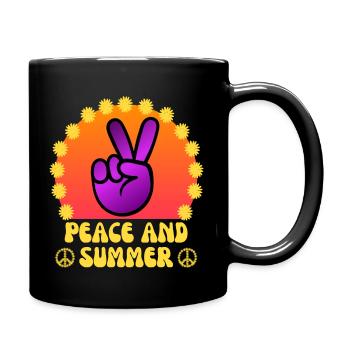 Frieden und Sommer 60er 70er Jahre Flower Power Sommer - Tasse einfarbig - Schwarz - Rechts