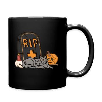 Cute Chartreux Carthusian Halloween Cat - Full Colour Mug - black - Right