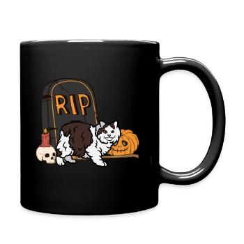 Cymric Halloween Katze - Tasse einfarbig - Schwarz - Rechts
