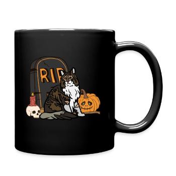 Süße Maine Coon Halloween Katze - Tasse einfarbig - Schwarz - Rechts