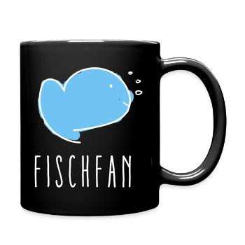 kleiner süßer blauer Fisch. Fischfan - Tasse einfarbig - Schwarz - Rechts