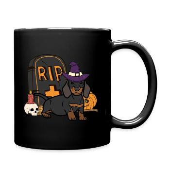 Cute Dachshund Halloween Costume Dog - Full Colour Mug - black - Right