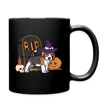 Süßer Beagle Halloween Hund - Tasse einfarbig - Schwarz - Rechts