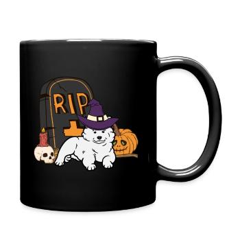 Cute Samoyed Halloween Dog - Full Colour Mug - black - Right