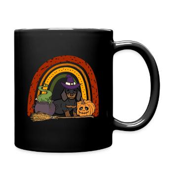 Cute Dachshund Halloween Costume Dog - Full Colour Mug - black - Right
