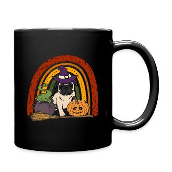 Süßer Mops Halloween Kostüm Hund - Tasse einfarbig - Schwarz - Rechts
