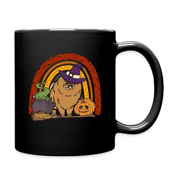 Cute Dwarf Spitz Halloween Costume Dog - Full Colour Mug - black - Right