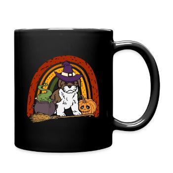 Süßer Lhasa Apso Halloween Hund - Tasse einfarbig - Schwarz - Rechts