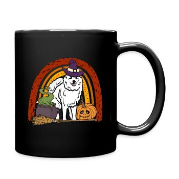 Cute Samoyed Halloween Dog - Full Colour Mug - black - Right