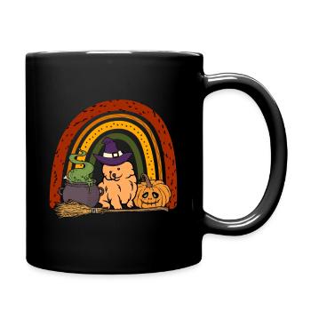 Cute Dwarf Spitz Halloween Costume Dog - Full Colour Mug - black - Right