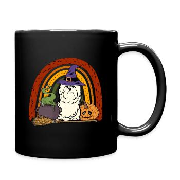 Mignon chien maltais d’Halloween - Mug uni - noir - Droite