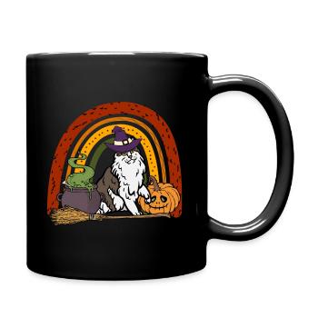 Norwegian Forest Cat Halloween Cat - Full Colour Mug - black - Right