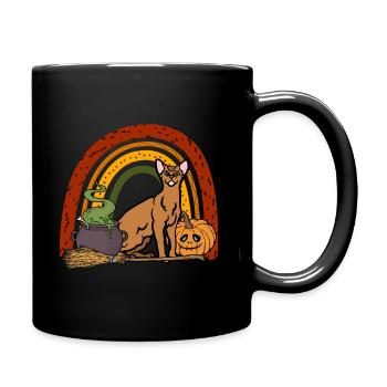 Abyssinian Cat Halloween Cat - Full Colour Mug - black - Right
