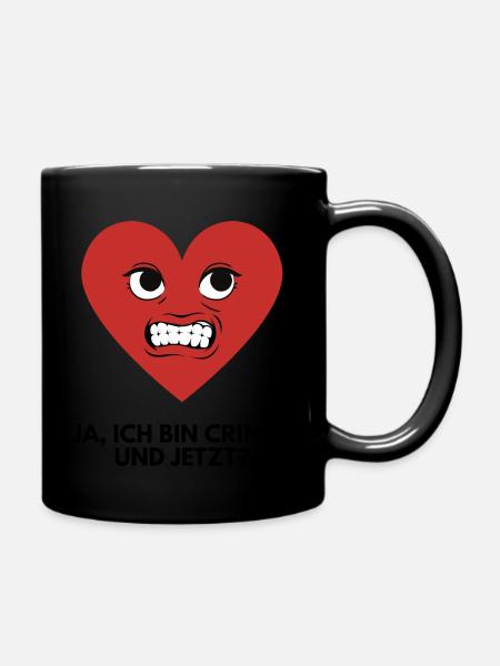 Herz tshirt lustig witzig - Tasse einfarbig - Schwarz