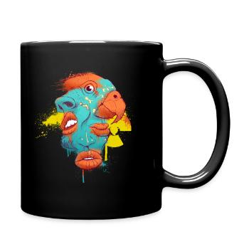 Face Mash-up Illustration - Full Colour Mug - black - Right
