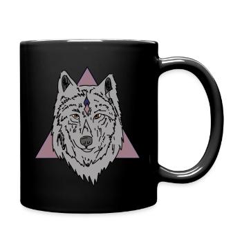 Tête d’un loup gris - Mug uni - noir - Droite