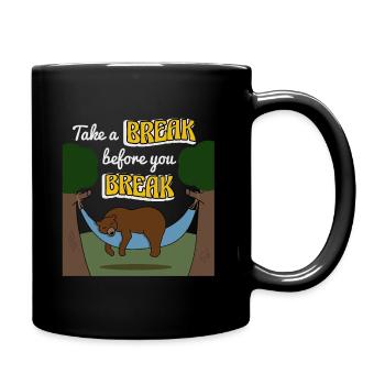 Illustration bear in hammock - Full Colour Mug - black - Right