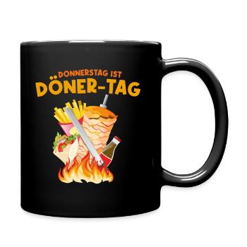 Donnerstag ist Döner Kebap Tag Dönermann Dönerbude - Tasse einfarbig - Schwarz - Rechts