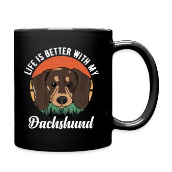 Das Leben ist besser mit meinem Dackel - Tasse einfarbig - Schwarz - Rechts