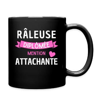Râleuse diplomée mention attachante humour femme - Mug uni - noir - Droite