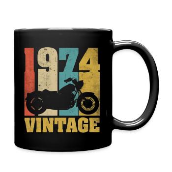 1974 Jahrgang Geburtstag Biker Motorrad Geschenk - Tasse einfarbig - Schwarz - Rechts