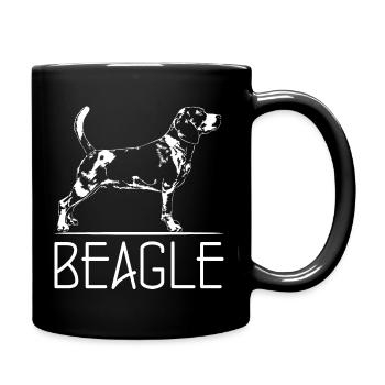 BEAGLE Hundeportrait Hund Hunde Wilsigns Jagdhund - Tasse einfarbig - Schwarz - Rechts