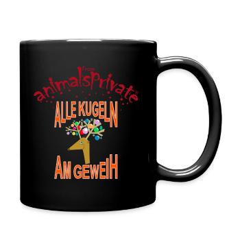 alle Kugeln am Geweih - Tasse einfarbig - Schwarz - Rechts