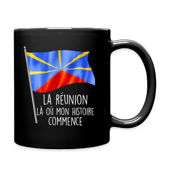 La Réunion mon histoire Mon île Cadeau Drapeau - Mug uni - noir - Droite
