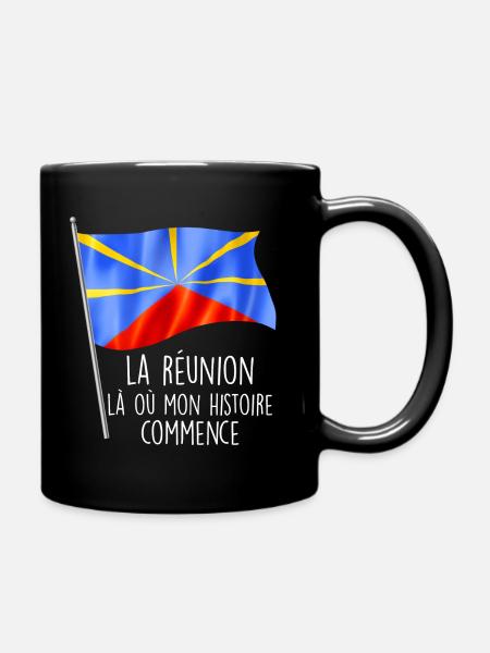 La Réunion mon histoire Mon île Cadeau Drapeau - Mug uni - noir
