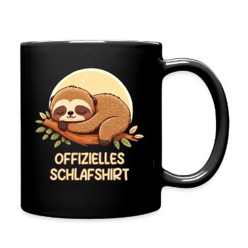 Schlafshirt Süßes Faultier - Tasse einfarbig - Schwarz - Rechts