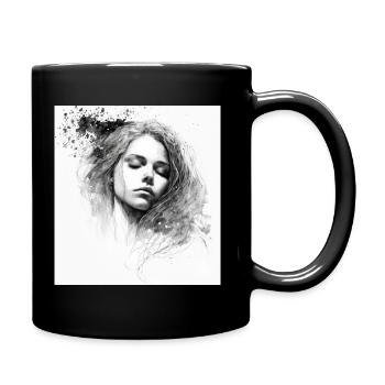 Schlafende Frau - Tasse einfarbig - Schwarz - Rechts