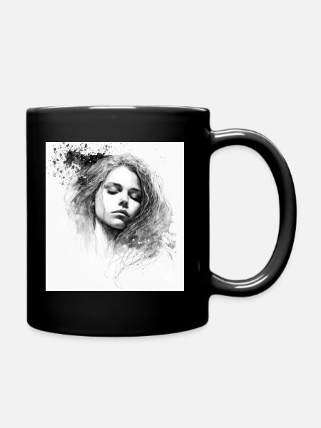 Schlafende Frau - Tasse einfarbig - Schwarz