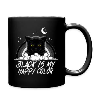 Black is my happy color Cat - Full Colour Mug - black - Right