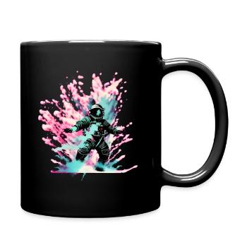 Astronaut Surfing in space - Full Colour Mug - black - Right