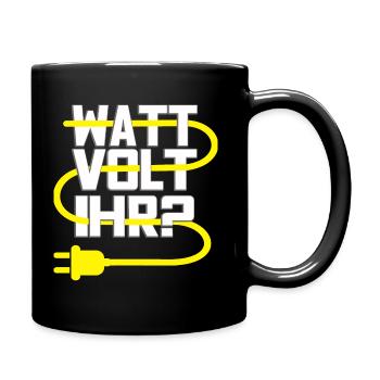 Elektronik WATT VOLT IHR Herren lustig Elektriker - Tasse einfarbig - Schwarz - Rechts