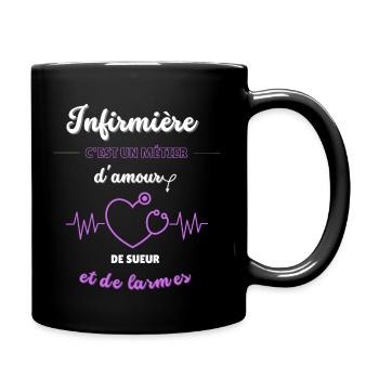 Infirmière c'est un métier d'amour - Mug uni - noir - Droite