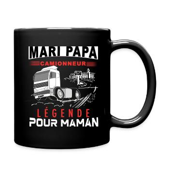 Mari papa camionneur légende pour maman - Mug uni - noir - Droite
