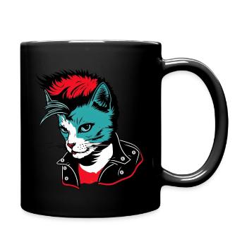 Bad cat chat rockeur blouson noir banane - Mug uni - noir - Droite