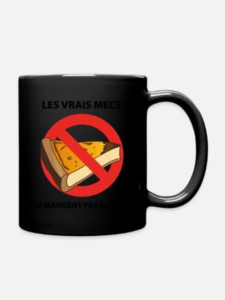 Les Vrais Mecs ne Mangent Pas de Flan-Texte Noir - Mug uni - noir