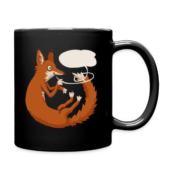 Fuchs Sprechblase - Tasse einfarbig - Schwarz - Rechts