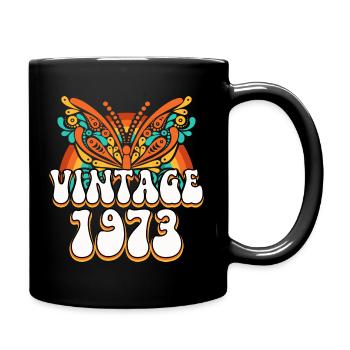 Retro Style 1973 Damen 50 Jahre Jubiläum - Tasse einfarbig - Schwarz - Rechts