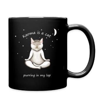 KARMA IS A CAT PURRING IN MY LAP - Full Colour Mug - black - Right