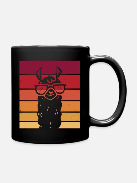 Retro Lama - Full Colour Mug - black