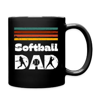 Retro Softball Papa Vatertag Familie Matching Pla - Tasse einfarbig - Schwarz - Rechts